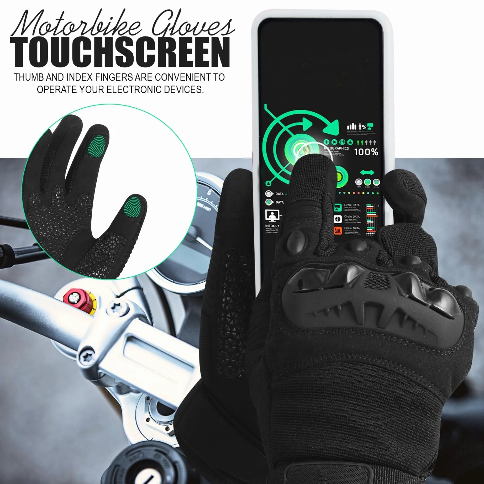 WESTWOOD FOX Gants de Moto Respirants à écran Tactile pour Hommes et Femmes