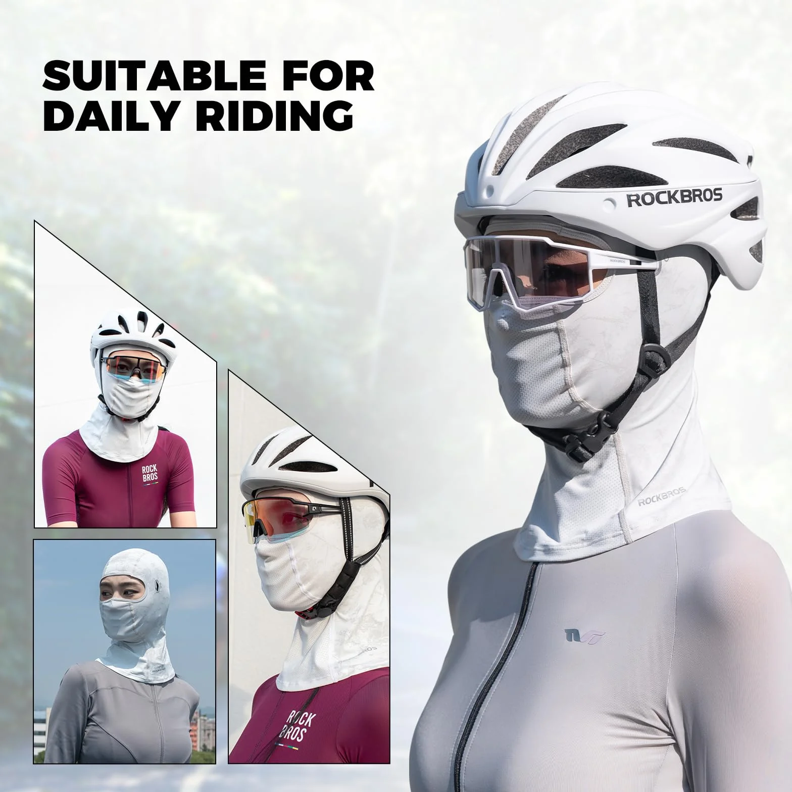 ROCKBROS Cagoule UPF 50+ Balaclava Masque Facial Réfroidissante Respirant Cyclisme Vélo Moto Blanc