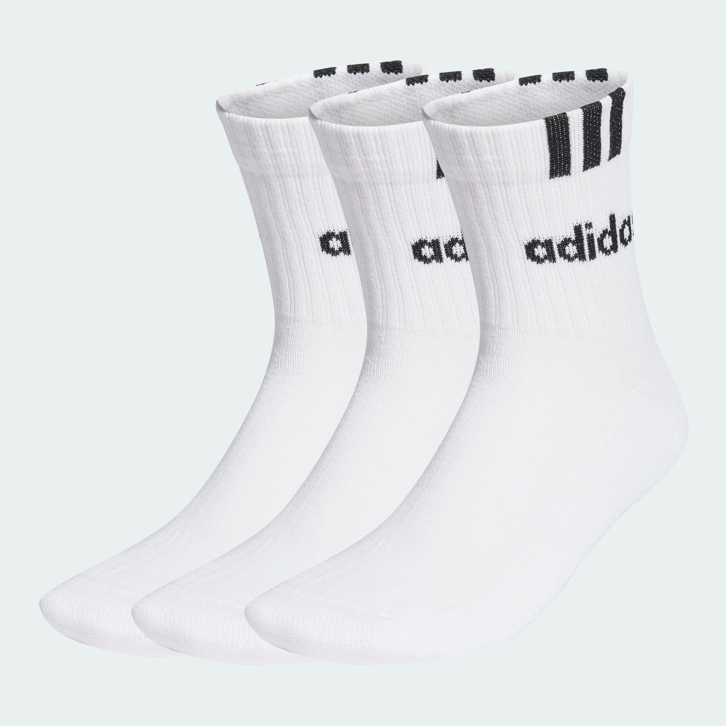 adidas Mixte 3-Stripes Linear Half-Crew Cushioned Socks 3 Pairs