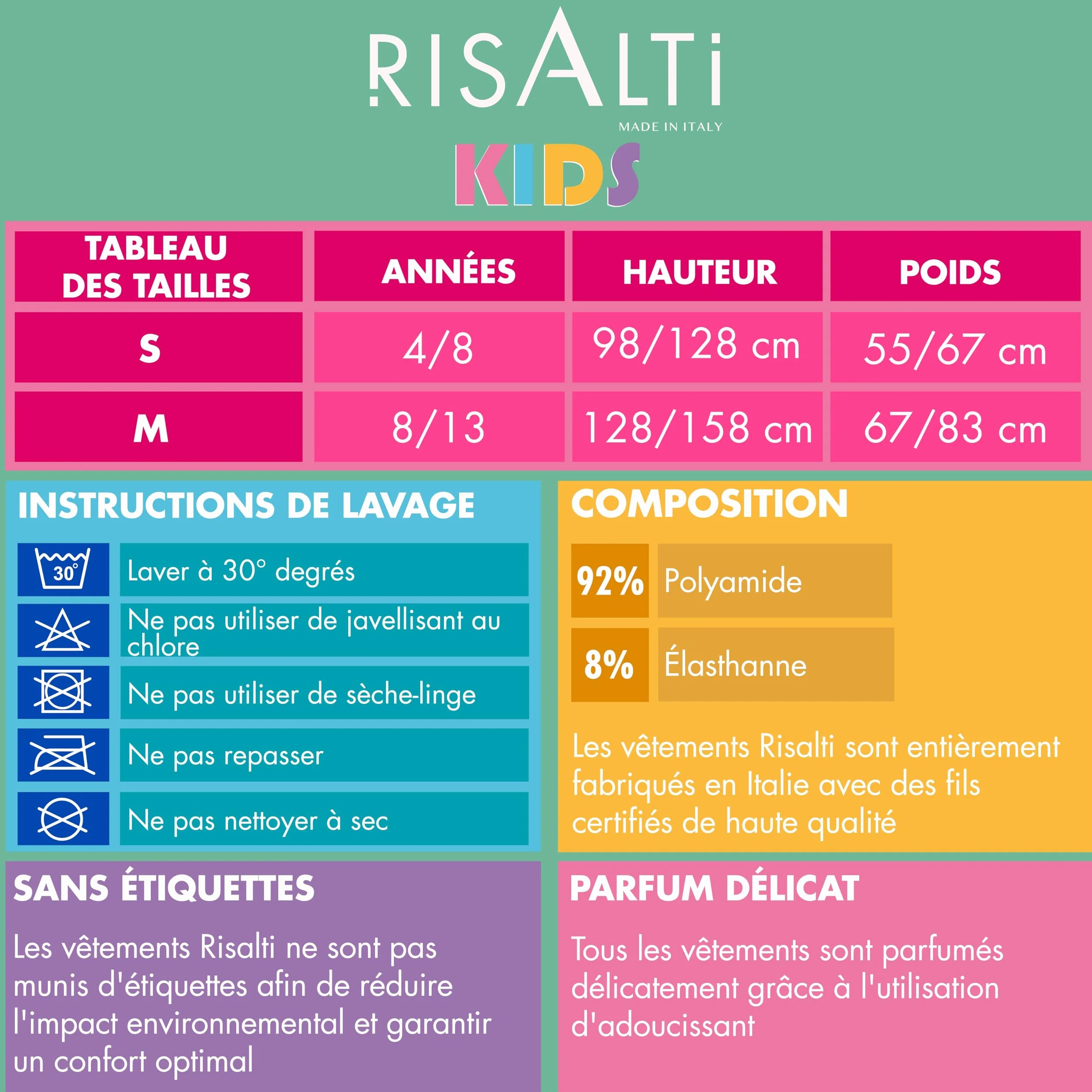 Risalti Brassiere Fille Sport Olympic Microfibre 3Pcs - Brassiere De Sport Enfant Fille - Made in Italy