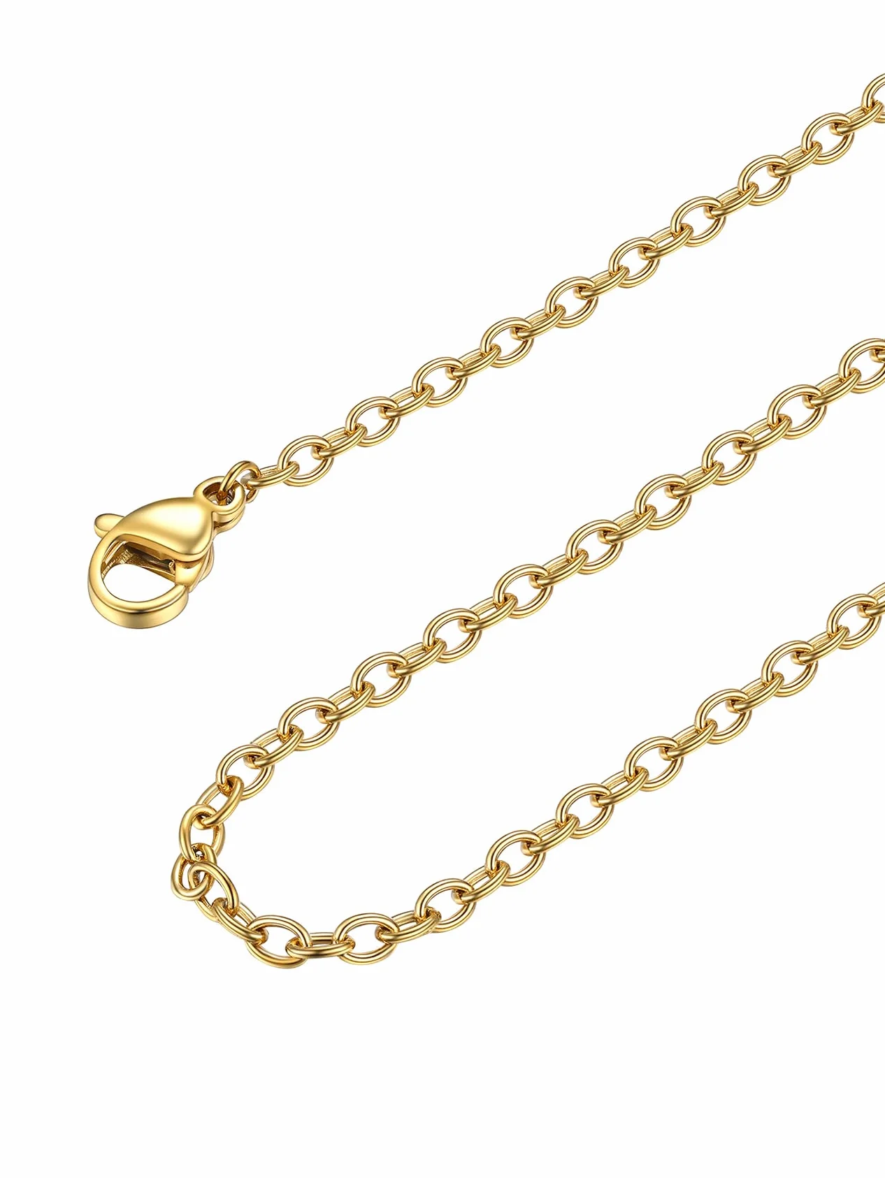 FOCALOOK Collier Chaîne Femme 2.5mm Argent Plaqué Or Noir Rose Acier Inoxydable Maille Forçat Rolo Pendentif 35-75cm 5cm