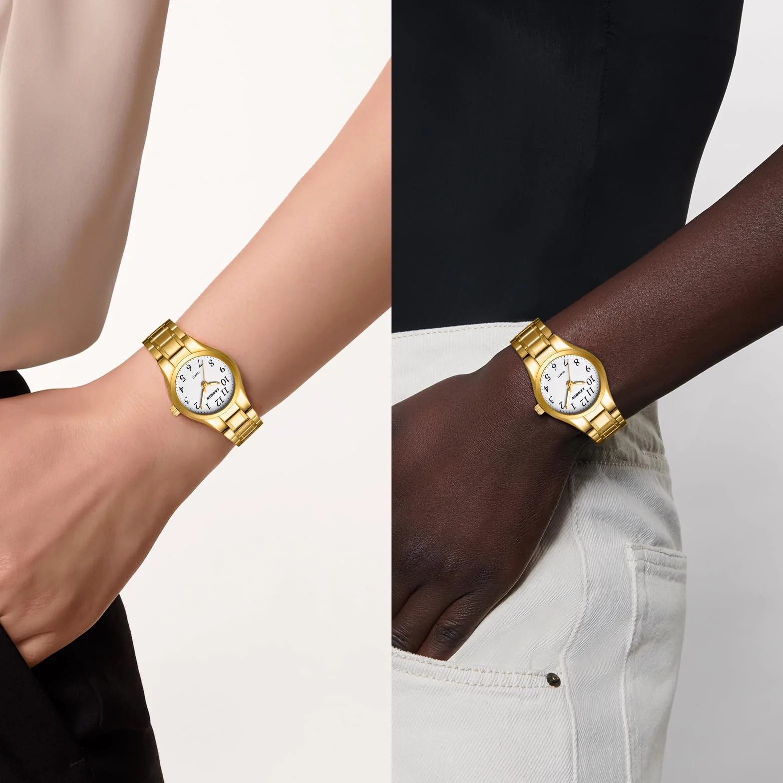 LN LENQIN Montre Femme Quartz analogique étanche Bracelet Acier Inoxydable
