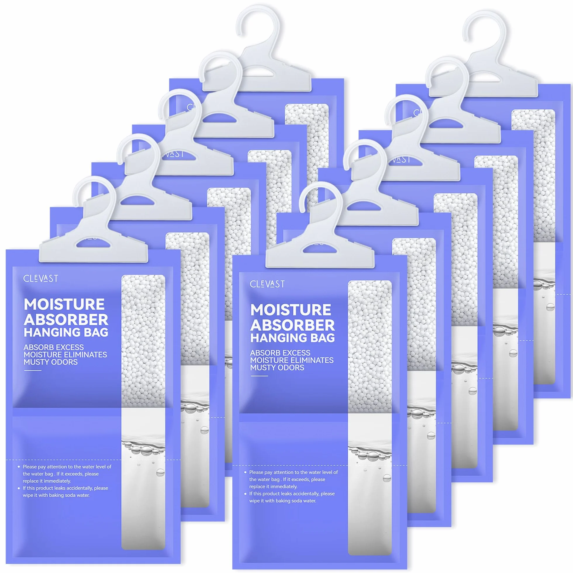 CLEVAST Déshumidificateurs d'armoire 10x 230g, Absorbeur d'humidité, Débarrassez-vous de l'humidité pour placard, les Sous-sols, Placards, Buanderies