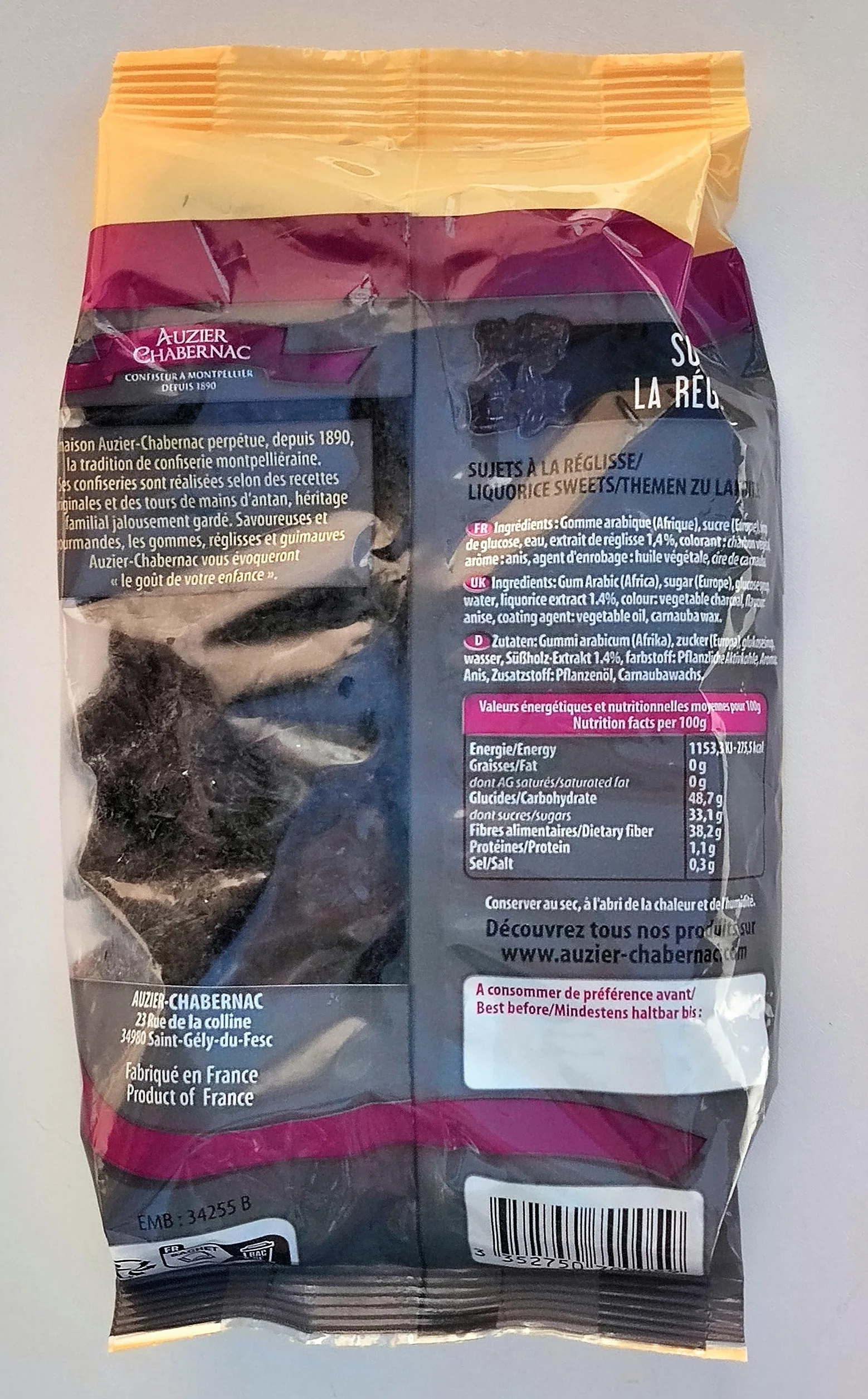 AUZIER CHABERNAC Petits Sujets à la réglisse Confiserie de Tradition 400g