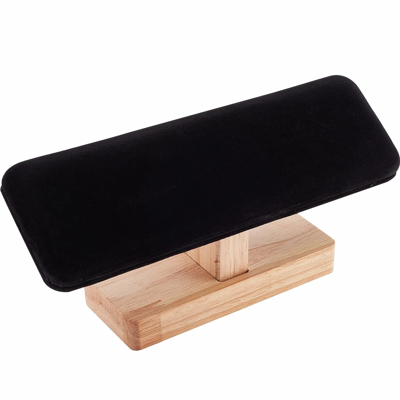 Présentoir de Montre en Bois T-Bar Support Bijoux Velours Noir 19.5x5x8.9 cm