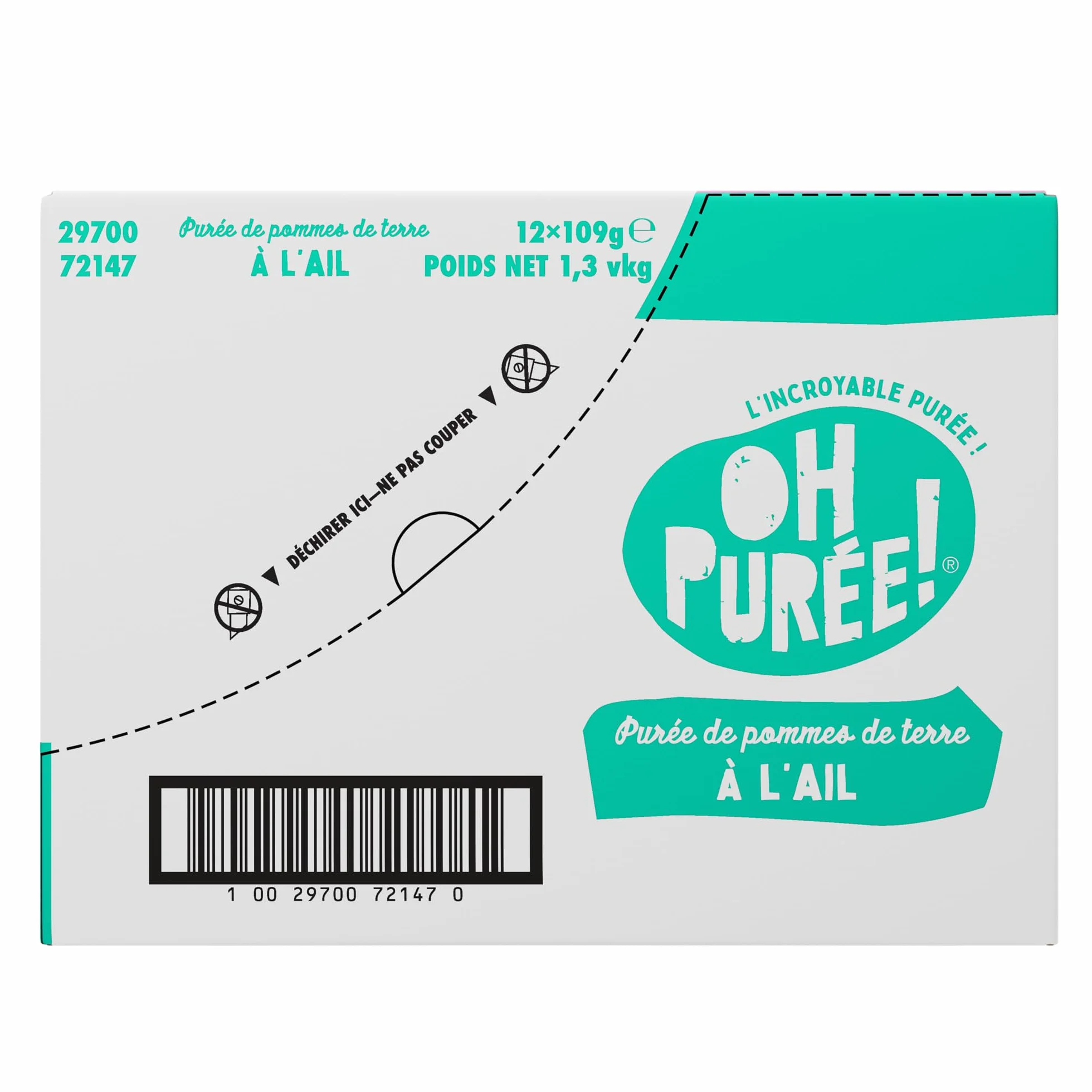 OH PUREE! Carton de 12 sachets de 109g saveur AIL- Une purée prête en 1 minute en ajoutant juste de l'eau !
