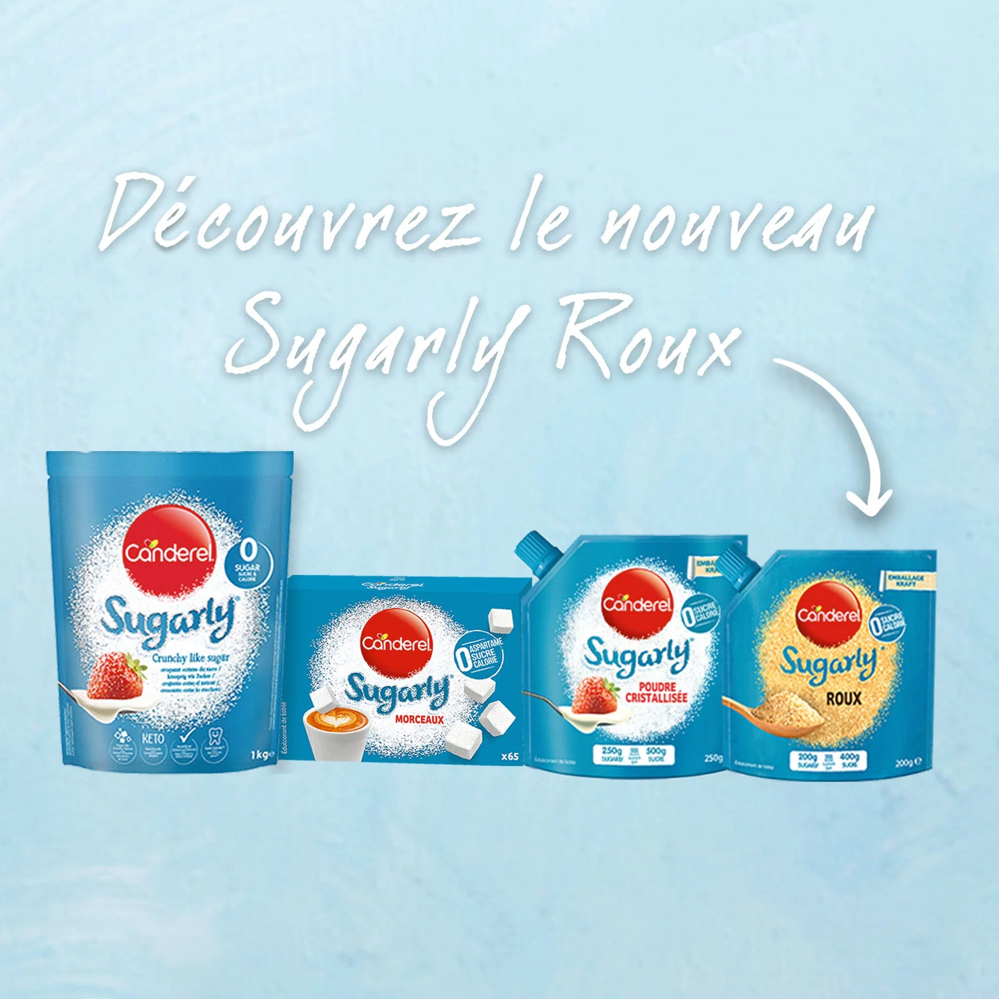 Canderel - Sugarly - Boîte de 65 morceaux - Zéro Calorie, Zéro Sucre - Édulcorant |130g