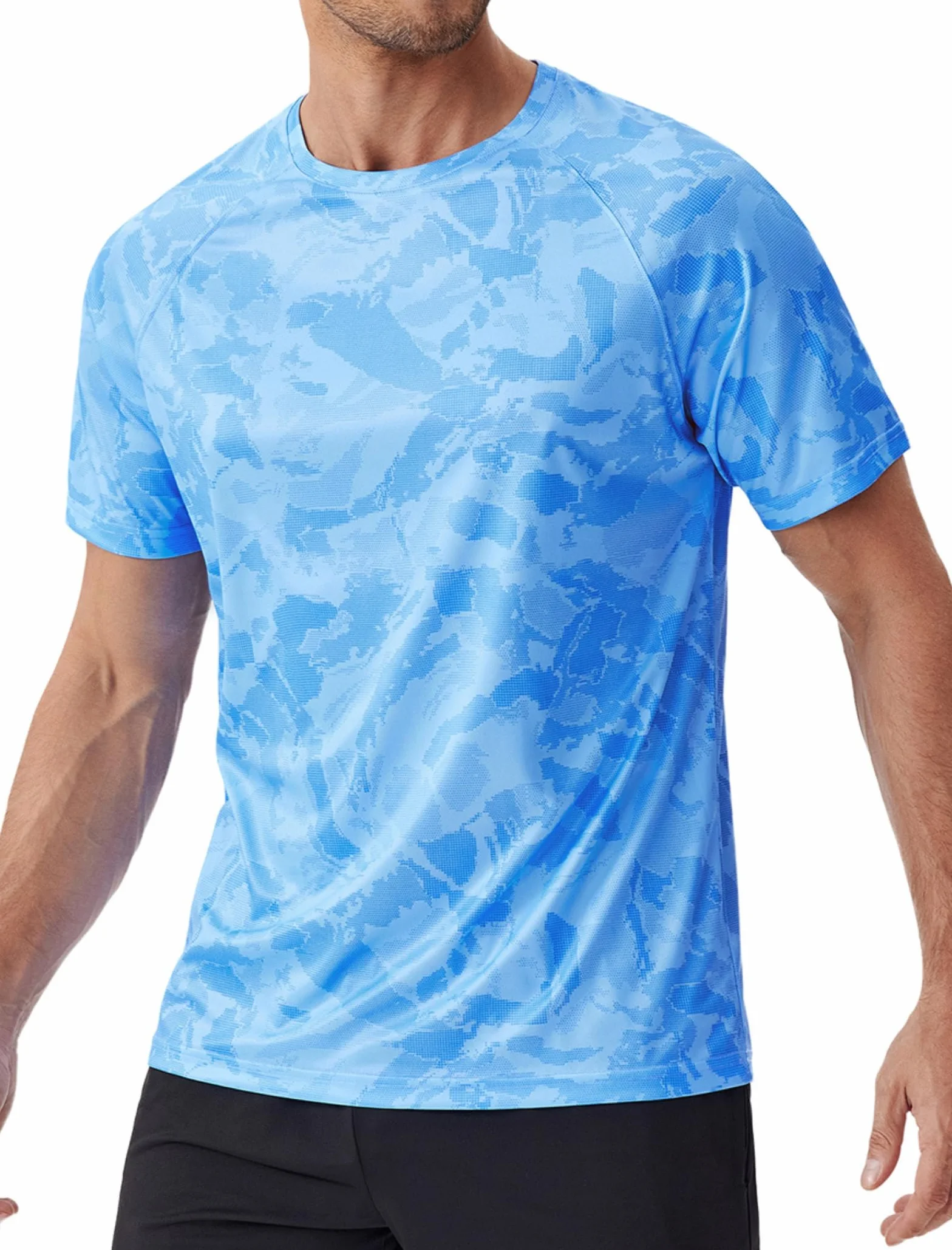 PINSPARK T-Shirt UV Homme Rashguard Sport UPF 50+ Manches Courtes Léger Natation Surf