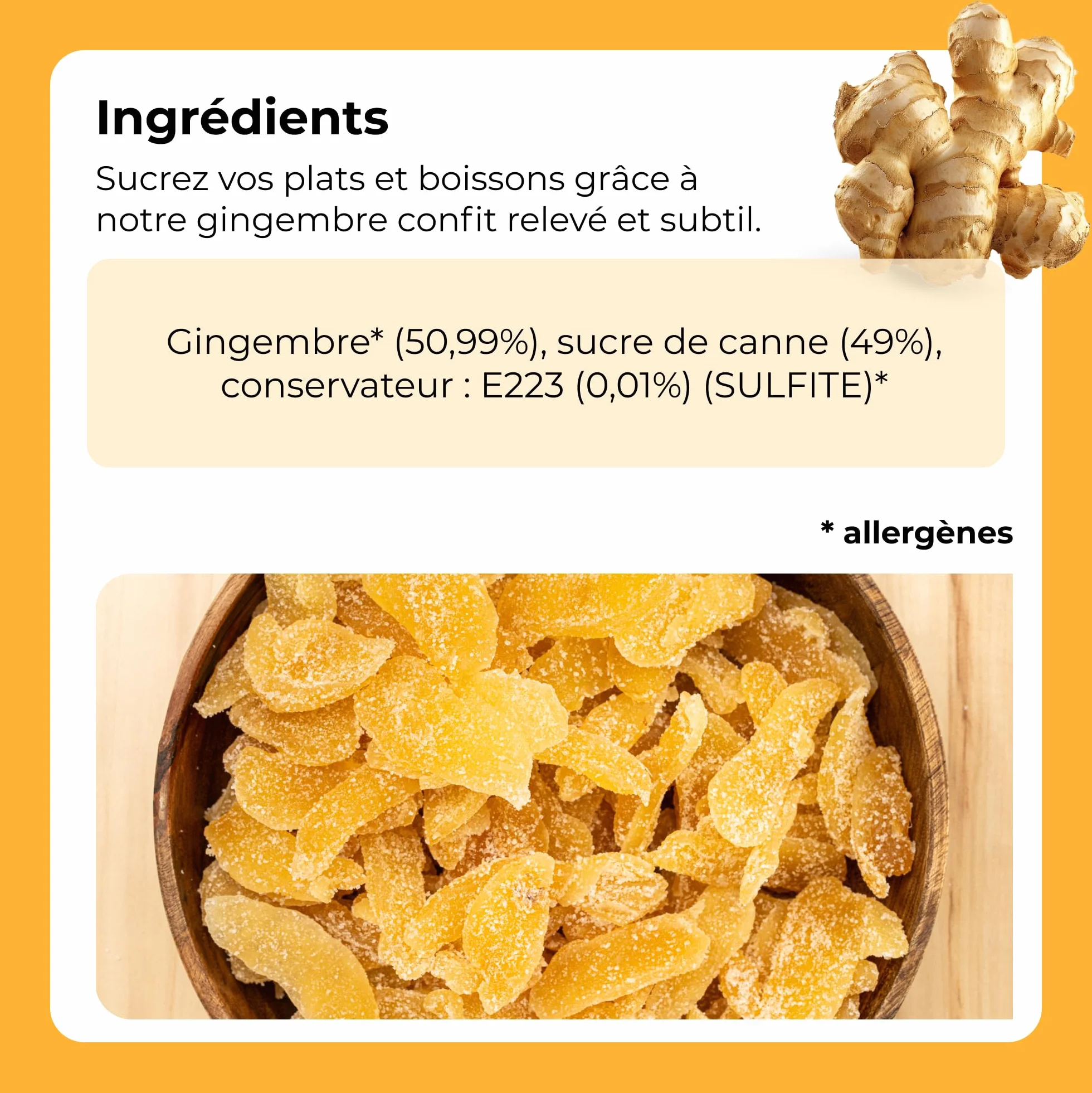 gingembre cristallisé 1 Kg | Gingembre confit en lamelles | Gingembre en Tranches de | Gingembres séchés sucrés | Collation sucrée | IDÉAL pour les recettes | Végétariens et végétaliens | Dorimed