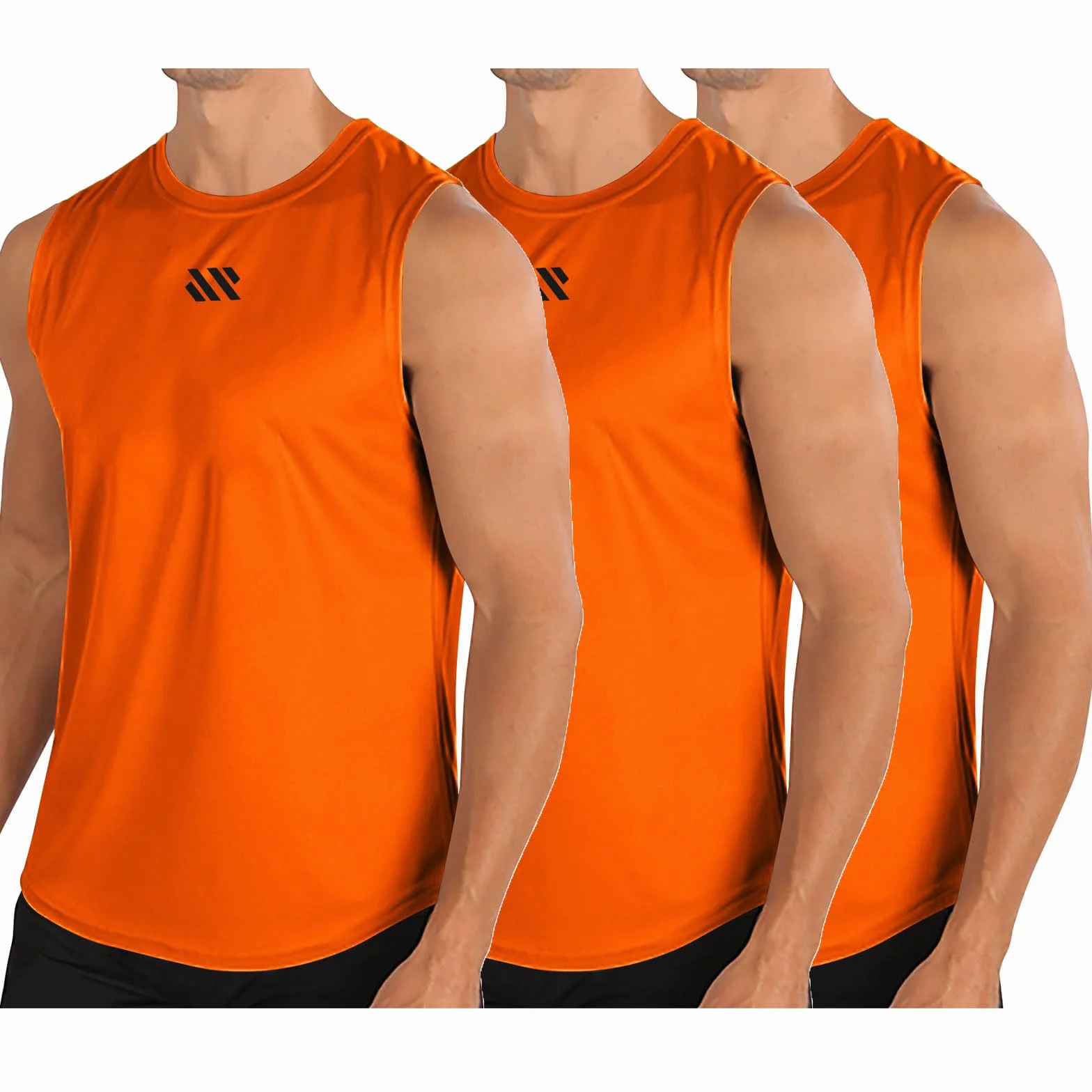 Lot de 3 Débardeur Homme Sport Maillot de Corps Col Rond Coton Respirant Fin Cut Tank Top