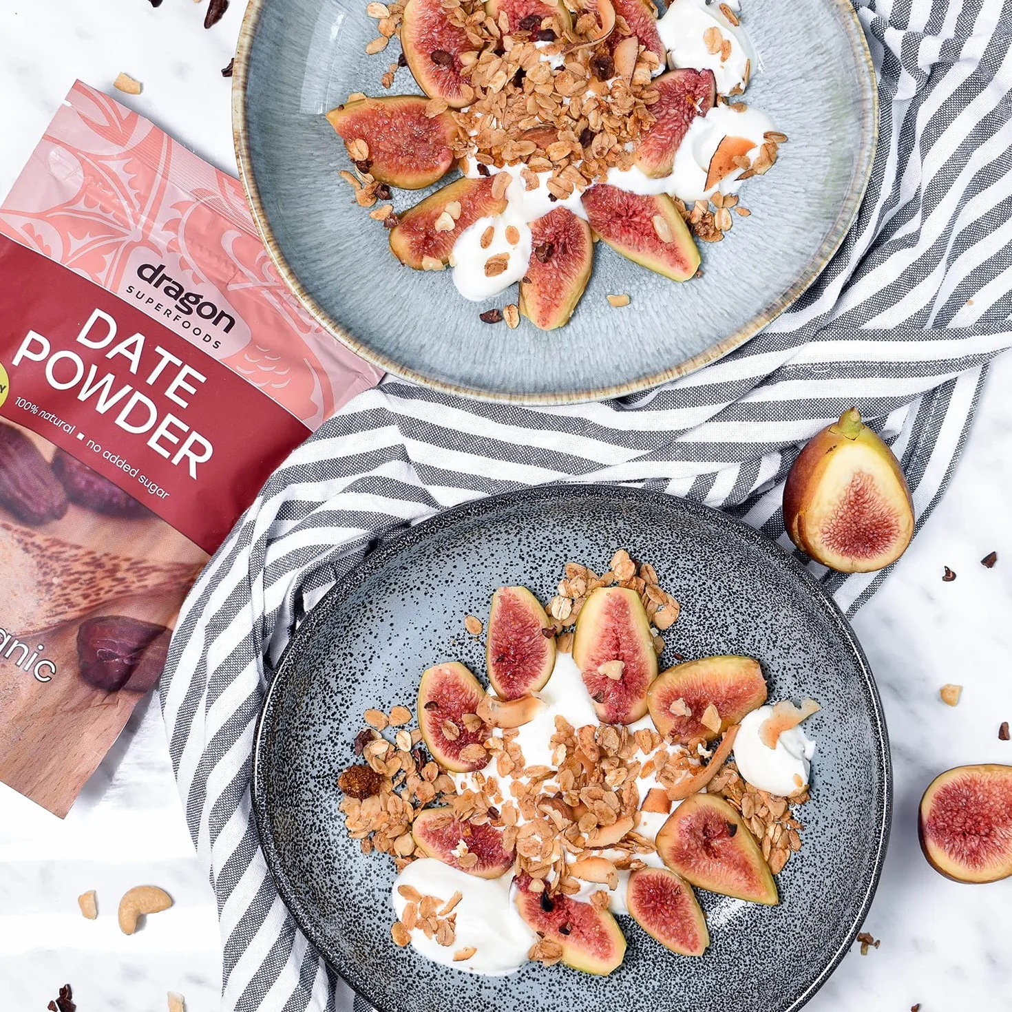 Dragon Superfoods Poudre de dattes - 100% bio, végétalienne et sans gluten, naturellement sucrée, multipack de 6 x 250 g