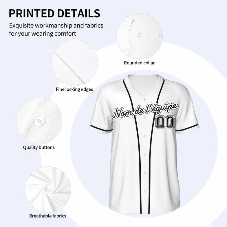 Maillot de Foot personnalisé Jersey Baseball Homme avec Prénom Logo Cadeau Personnalisable S-4XL