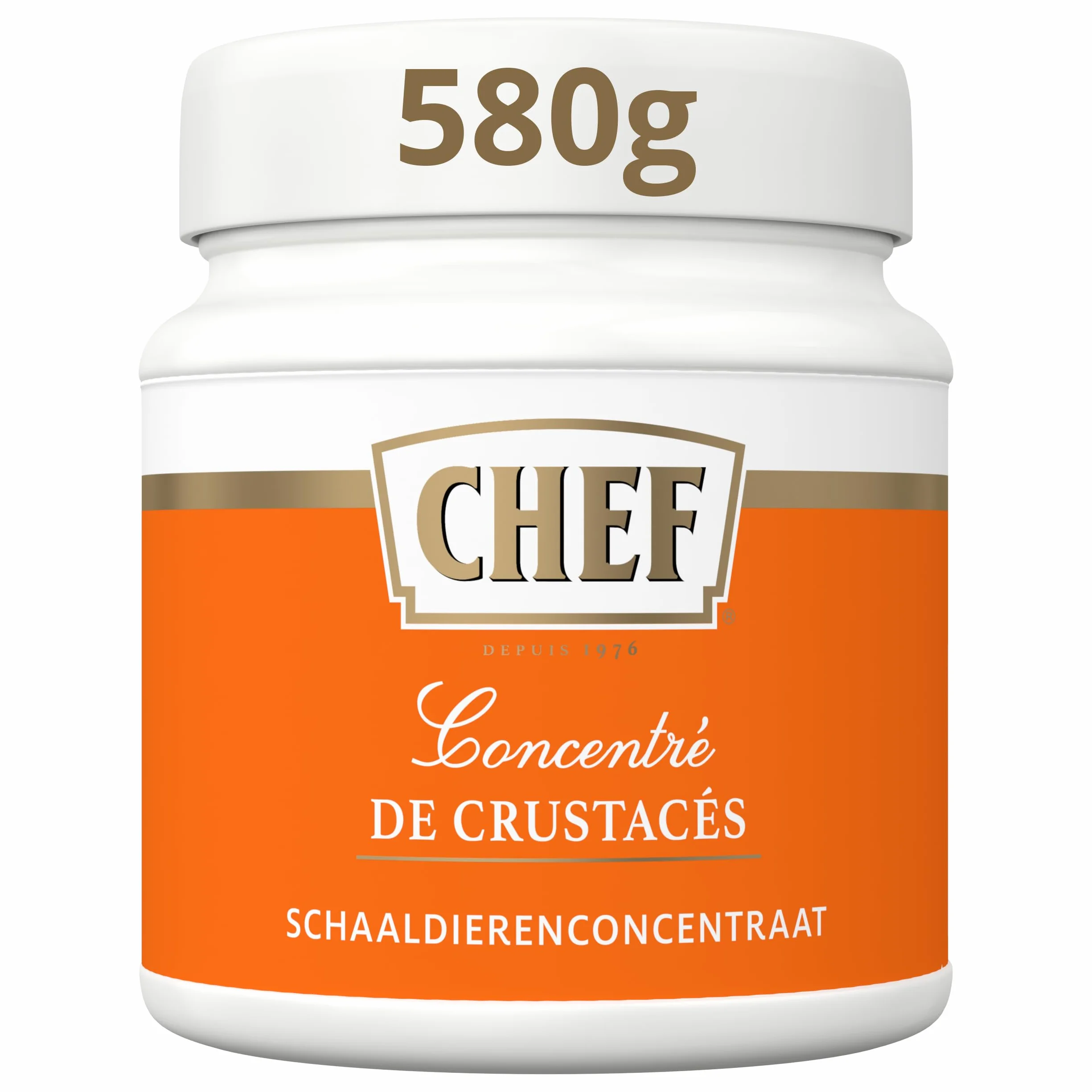 CHEF Concentré de Crustacés - En Pâte - En Liaison Chaude et Froide - Réhausse le Goût de Préparation de Crustacé - Aide Culinaire, Sauce, Fonds, Fumet - Pot de 580g pour 14,5L à 58L