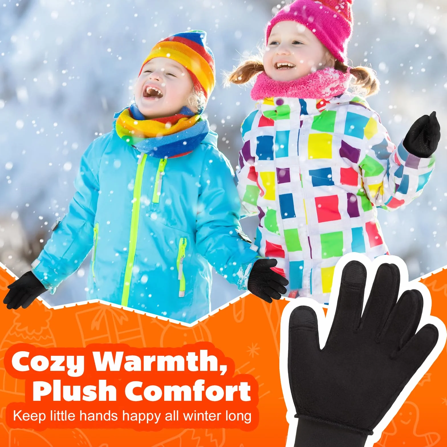OOPOR Gants d'hiver Enfants Cyclisme écran Tactile Antidérapants Coupe-Vent 4-12 Ans