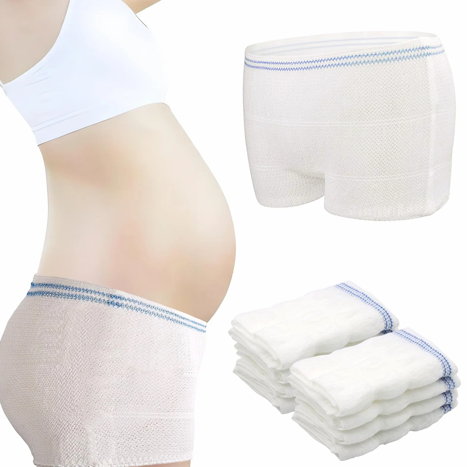Scettar Lot de 8 Slips Jetables Maternité en Coton, Culottes Post Accouchement, Taille Unique pour Grossesse et Césarienne