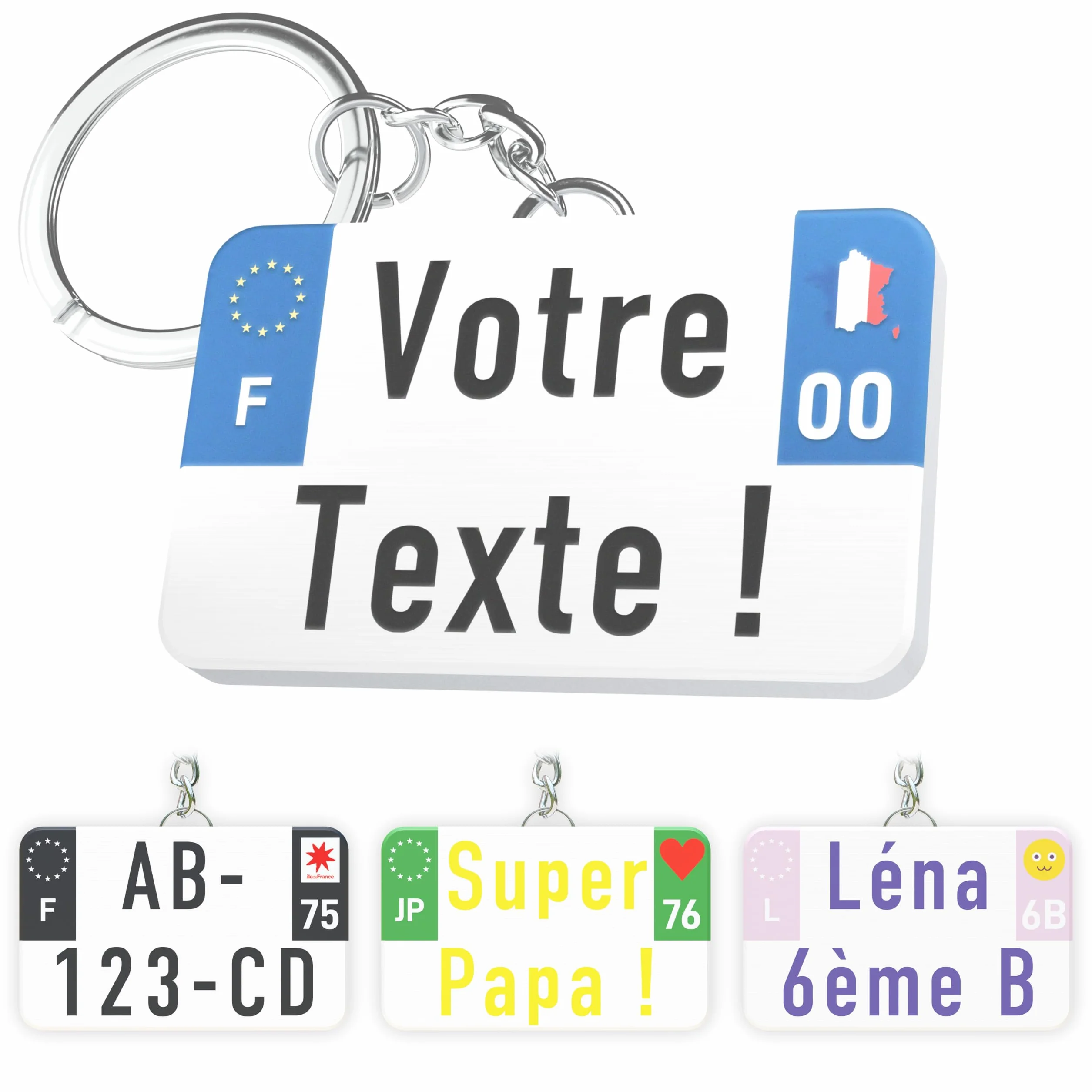 Porte-Clés Personnalisé Plaque Immatriculation Moto Fabriqué en France