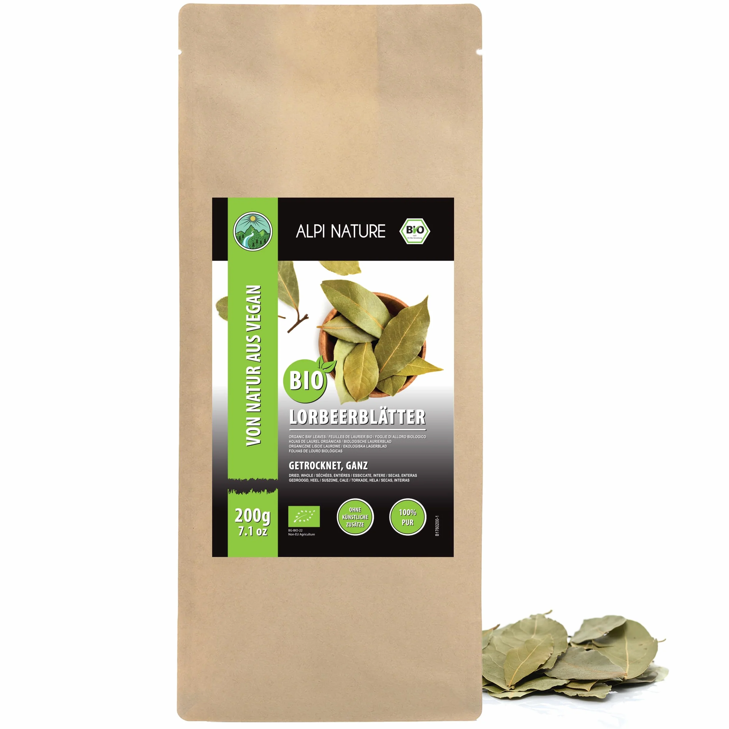 Alpi Nature Feuilles de Laurier BIO 200g, Feuilles Entières Séchées, Épice de Laurier pour la Cuisine