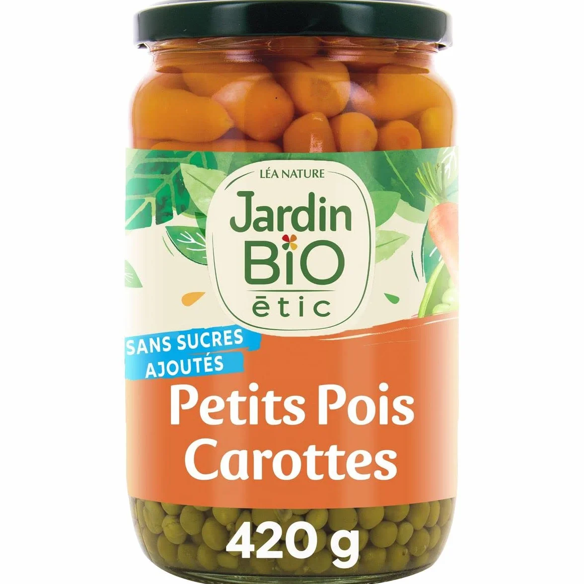 Lot de 3 unités *** JARDIN BIO ETIC Petits pois très fins et jeunes carottes en bocal 660g