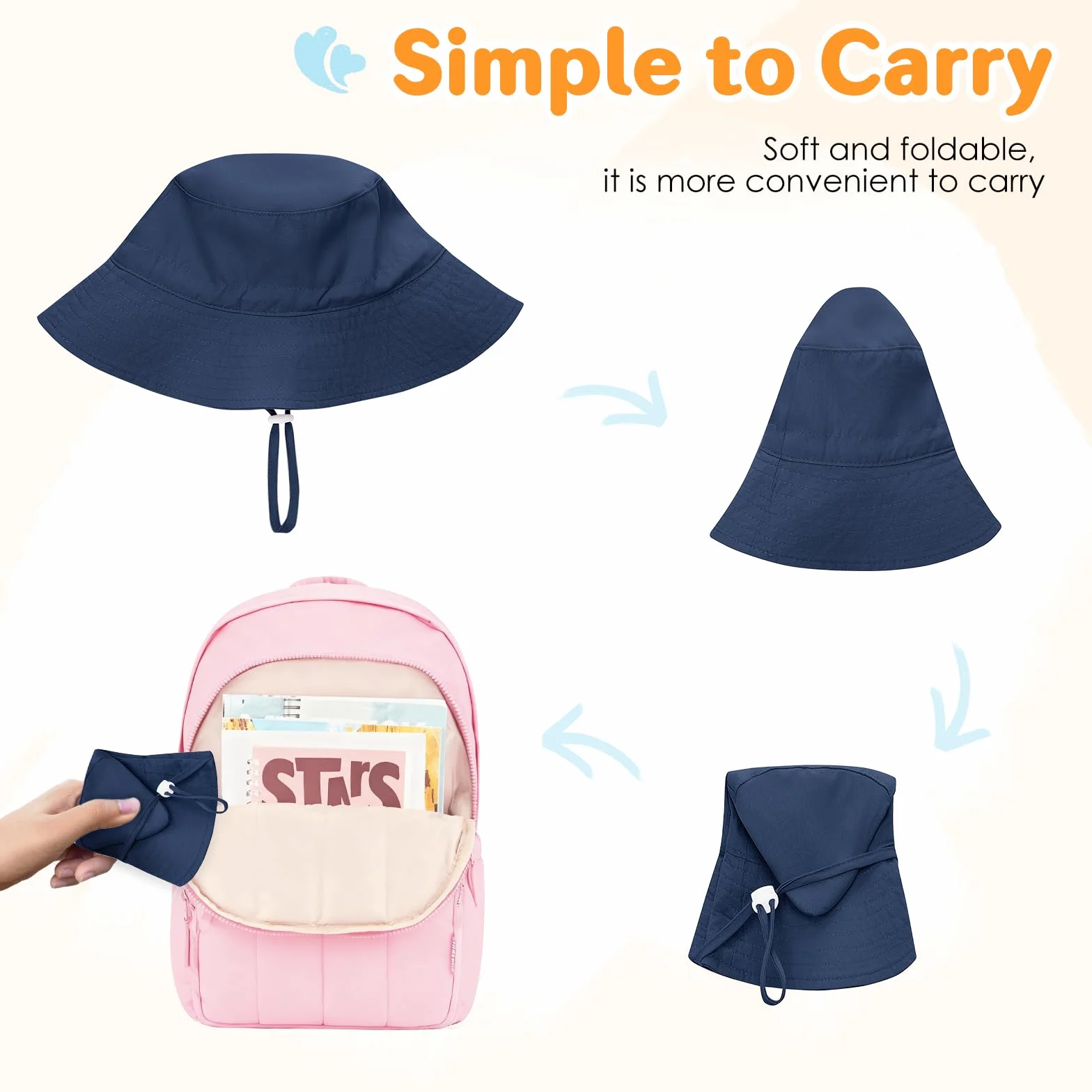Xnova Bébé Enfant Chapeau de Soleil UPF 50+ Anti-UV Bucket Hat Large Bord Réglable