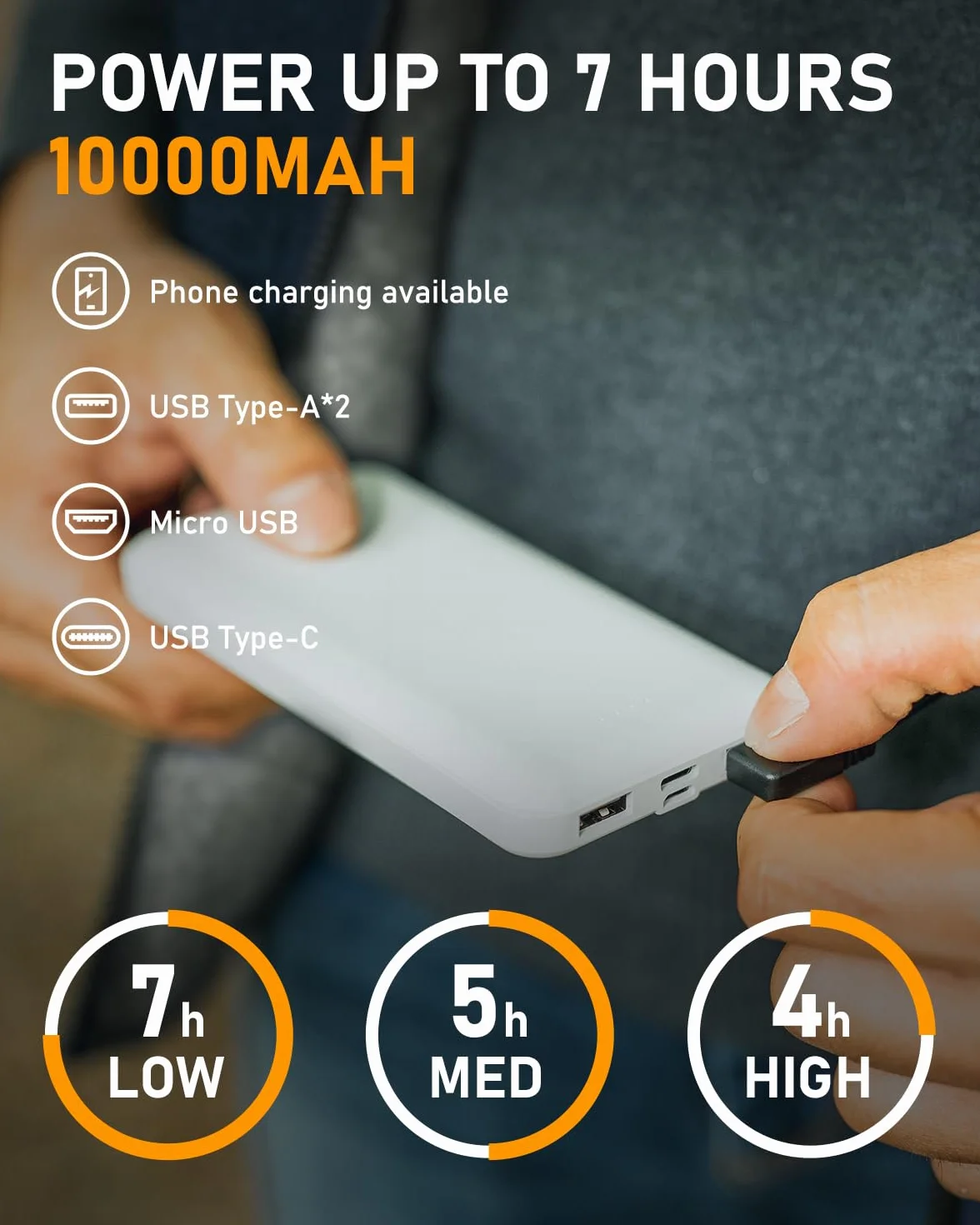 Gilet Chauffant Homme Femme - Veste Chauffante Polaire 6 Zones 3 Niveaux USB Powerbank 10000mAh Lavable