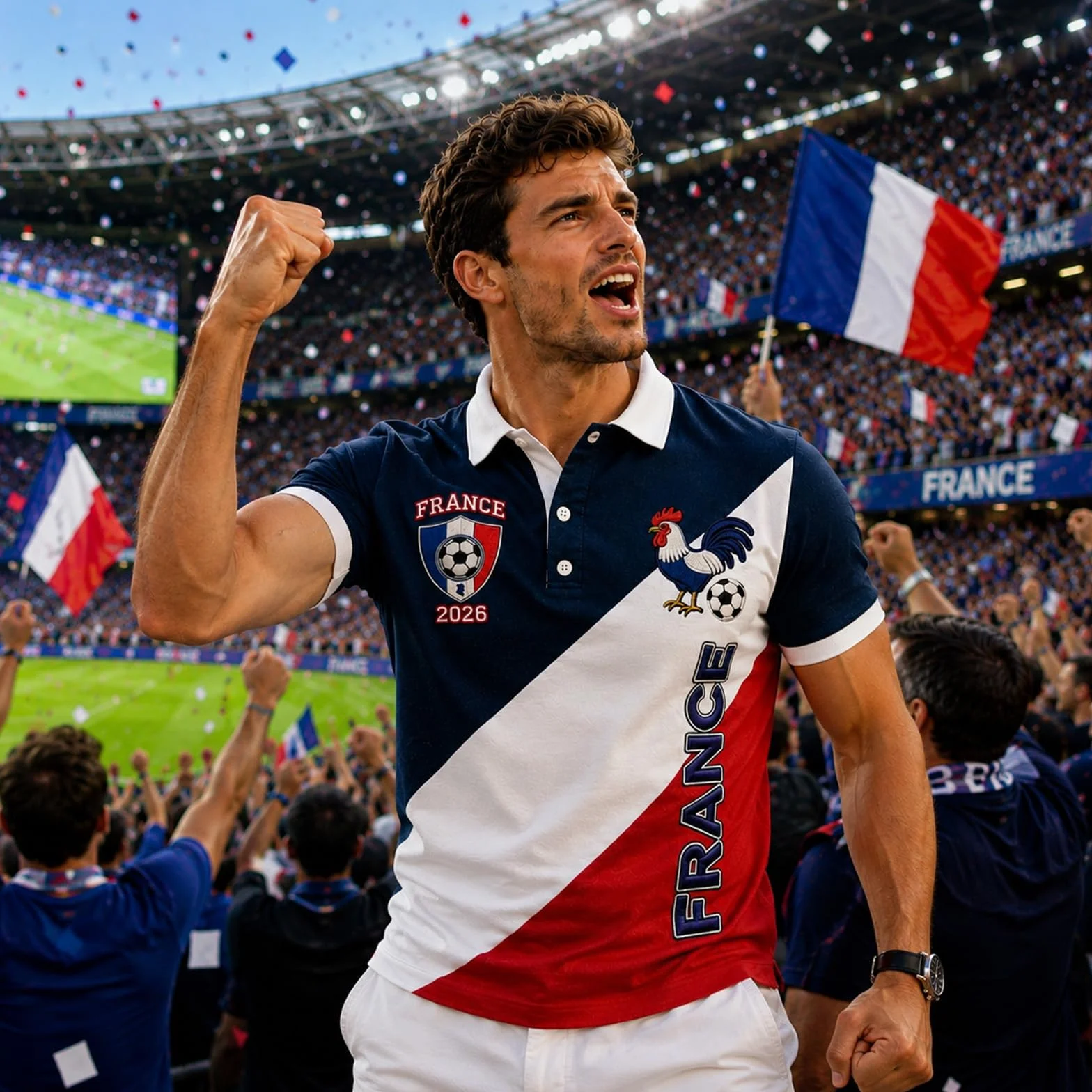 Coupe du Monde 2026 Maillot de Supporter de Football Équipe de France Haut Classique