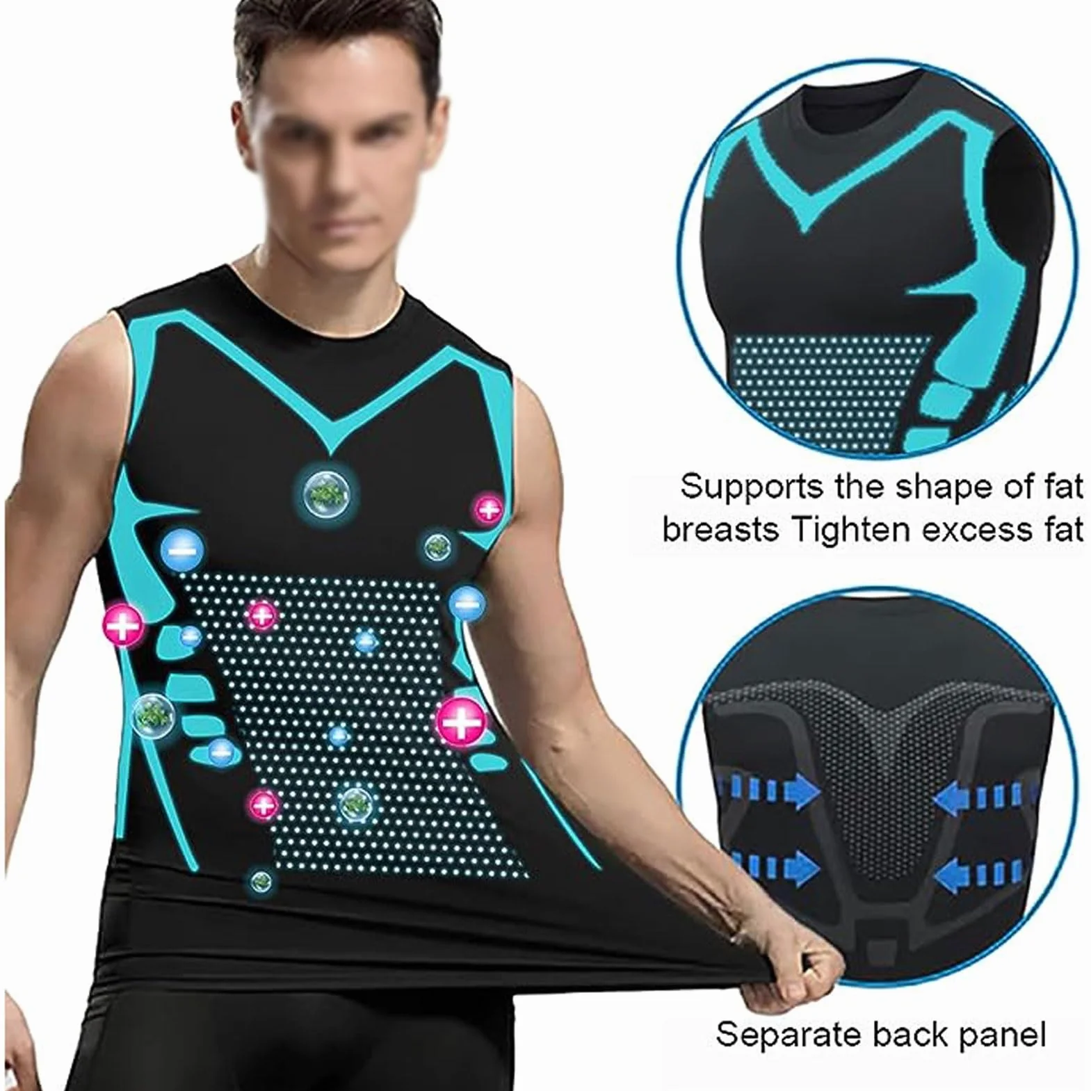 Débardeur Homme Compression Corset Amincissant Tee Shirt sans Manche Gynécomastie Gaine Gilets Sport Mise Forme Ionique
