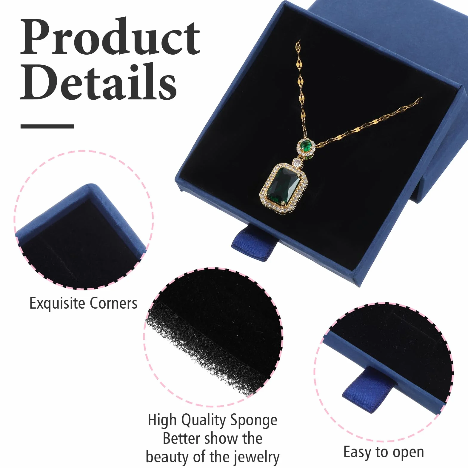 Lot de 2 boîtes à bijoux en papier épais extensibles pour bracelets colliers boucles d'oreilles bagues (bleu)
