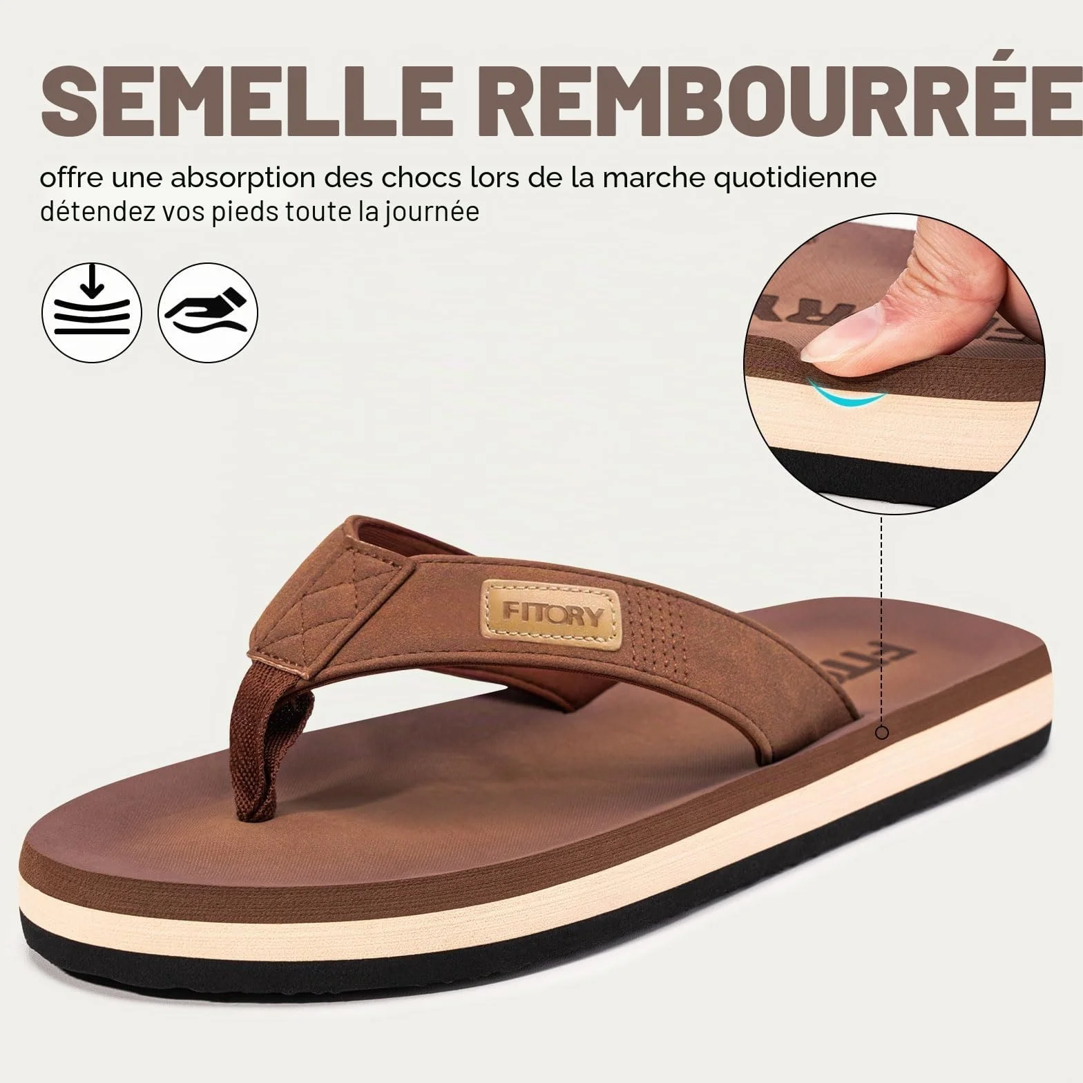 FITORY Tongs Homme Antidérapantes Chaussures Plage Piscine Taille 40-46 EU