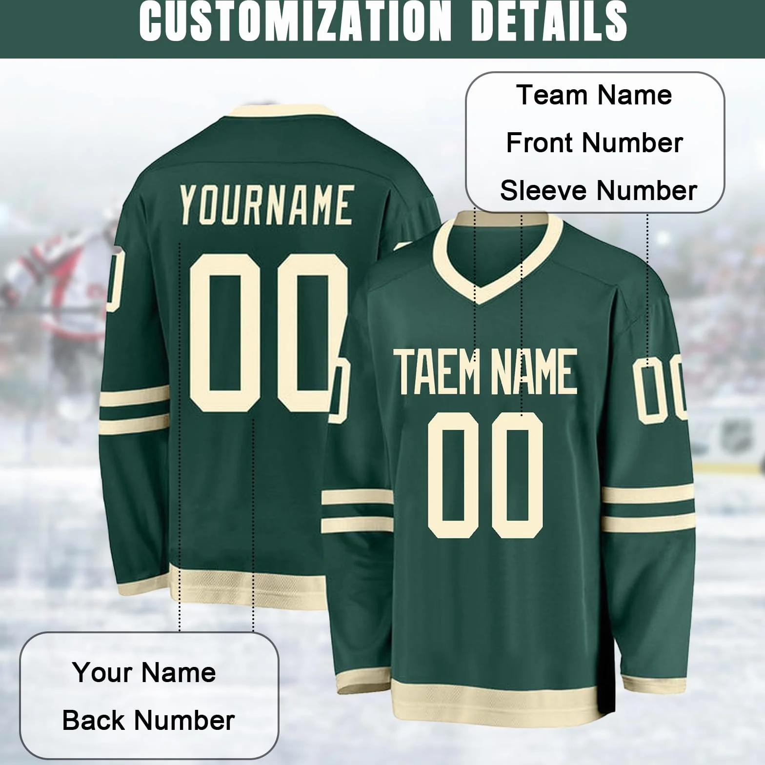 Maillots de Hockey Personnalisables Hommes Femmes Enfants