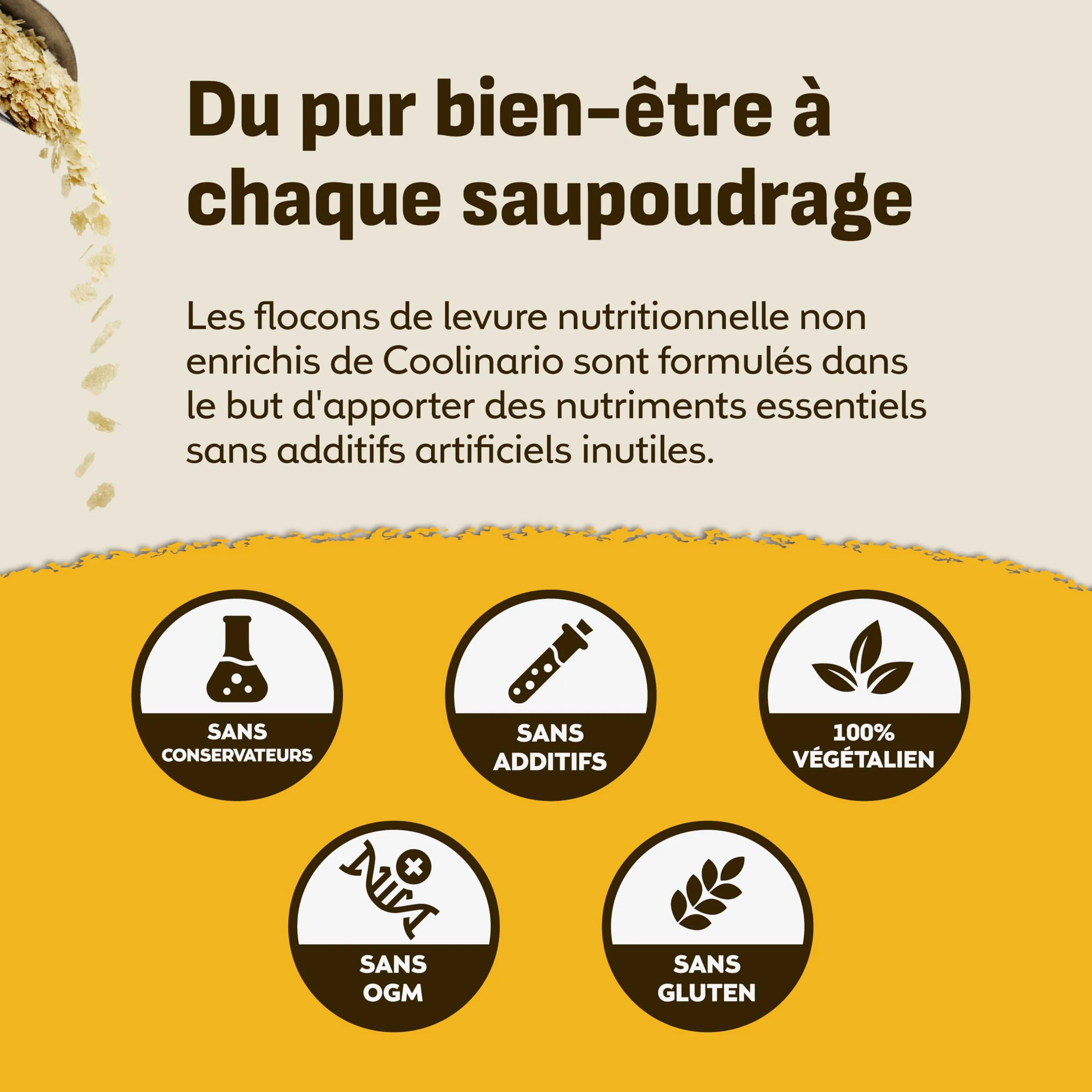 Coolinario Levure Nutritionnelle Non Enrichie (56 g) Assaisonnement Végan au Goût Noisette | Riche en Protéines, Fibres & Minéraux | Pour Snacks, Sauces & Vinaigrettes | Sans Gluten