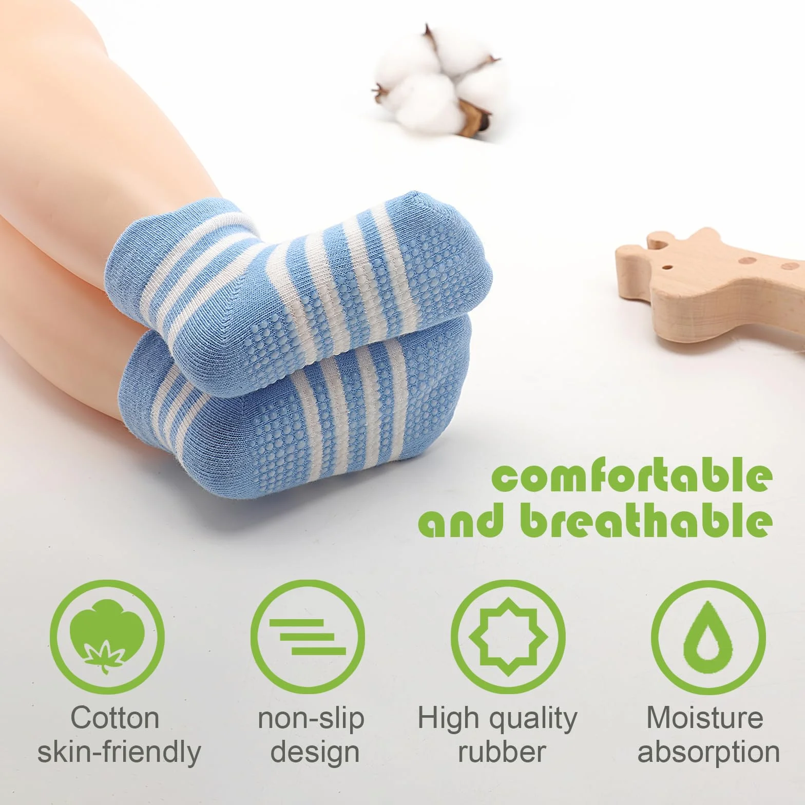 Chaussettes de Cheville Antidérapantes pour Bébé DRESHOW avec Semelles Antidérapantes