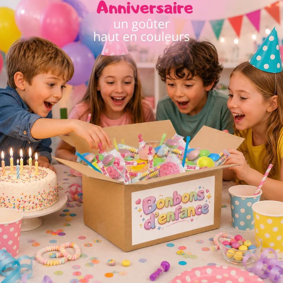 Bonbons d’Enfance 200 pcs | Assortiment Rétro : Colliers & Sucettes dextrose, Pailles & Soucoupes acidulées,Boules Coco | Idée Cadeau Anniversaire et Fête