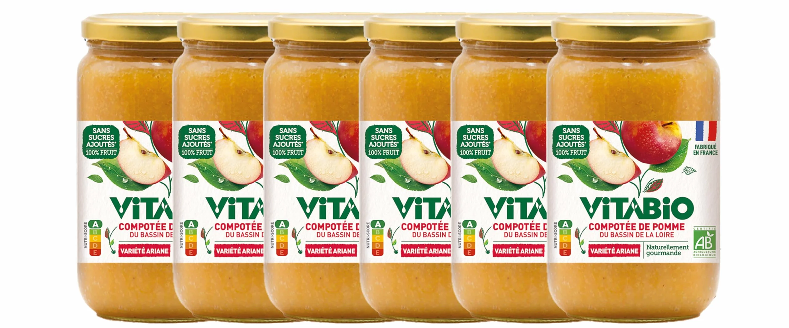 VITABIO - Purée de Pomme Ariane - 700g - BIO - Lot de 6