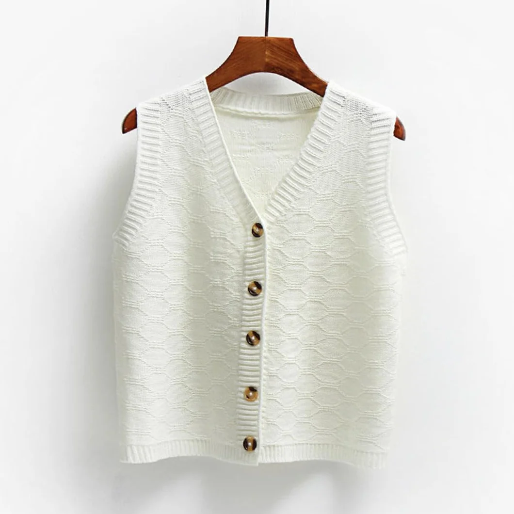 Gilet Cardigan Ample en Laine Tricoté À Col en V pour Femme