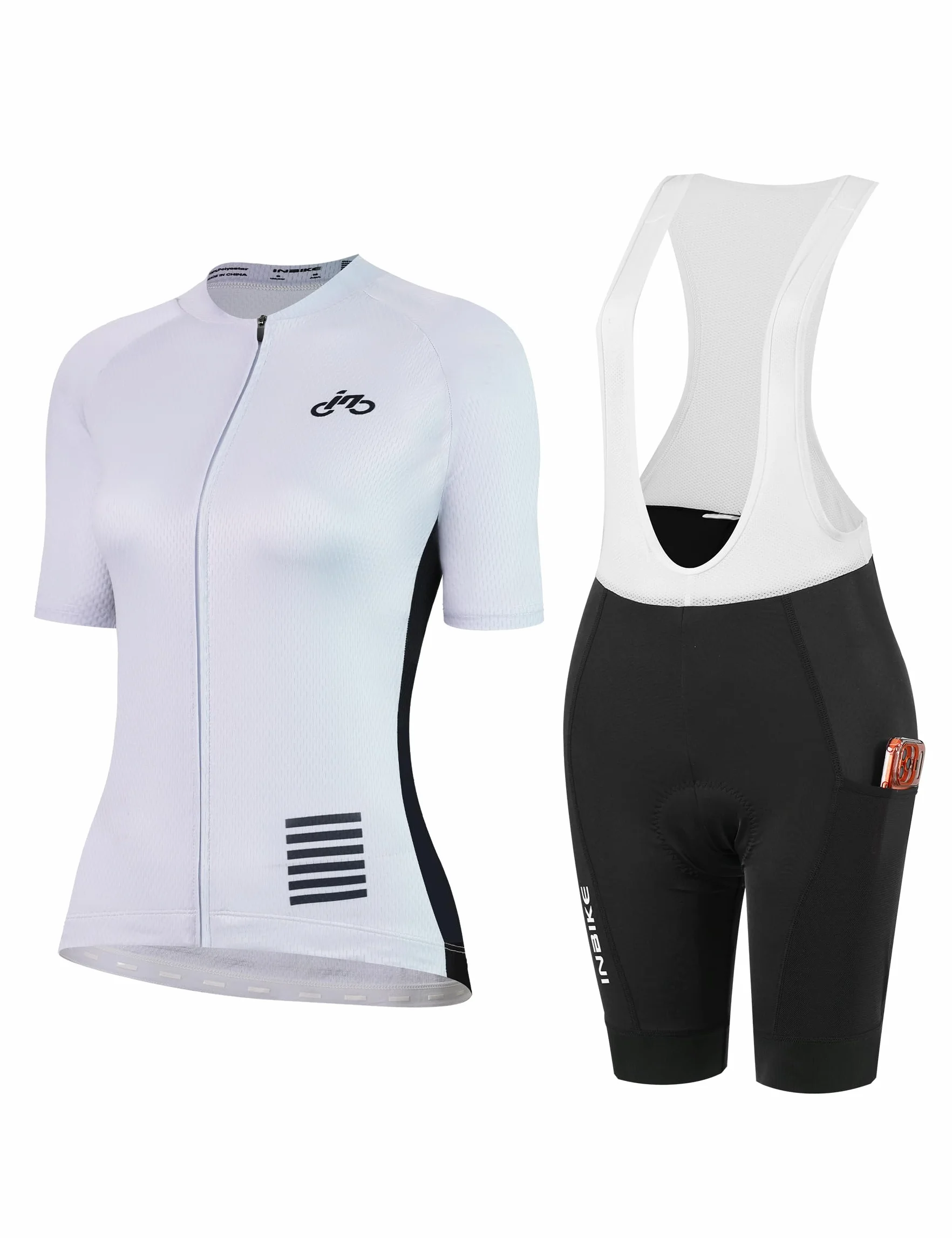 INBIKE Tenue Cyclisme Femme Maillot Velo Manche Courte + Cuissard 3D Gel Rembourré Respirant Réfléchissant