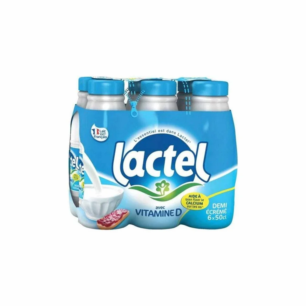 Lait Lactel Vitamine D demi-écrémé 50cl (lot de