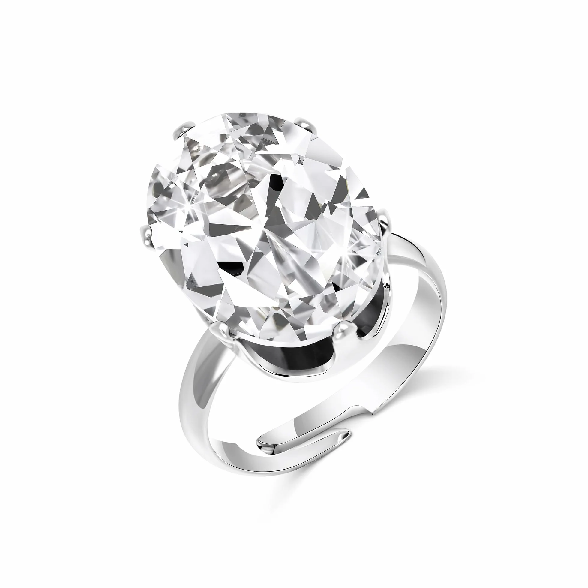Bague ajustable diamant synthétique Moissanite femme or rose argent trois nuances cuivre
