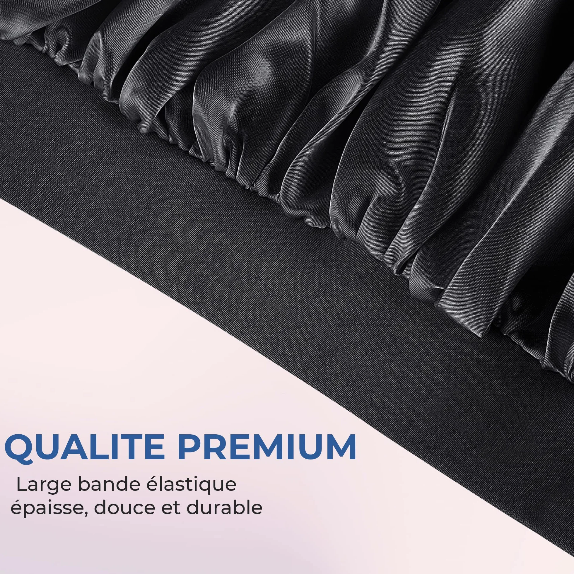 Bonnet en Satin pour Cheveux Afro - Protection de Nuit pour Femme - Noir