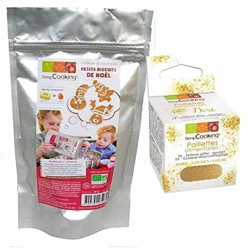 Préparation pour biscuits de Noël + paillettes dorées