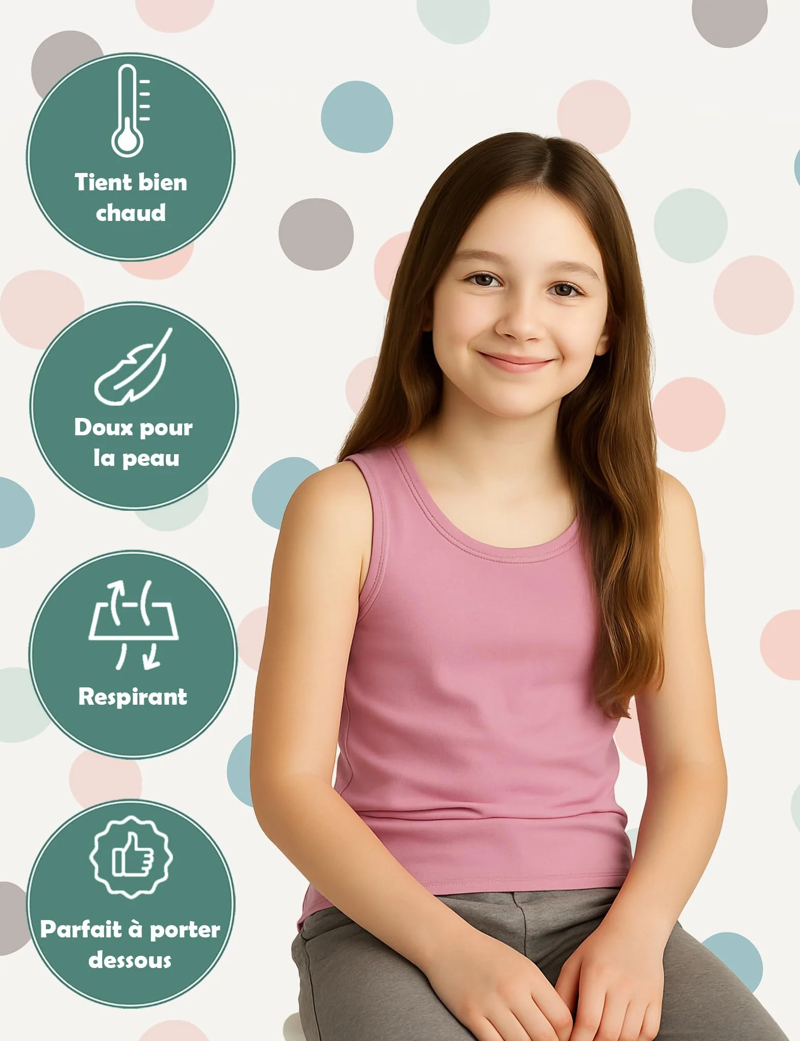 ALPIDEX Lot de 5 Maillots de Corps Filles 100% Coton Débardeur Enfant