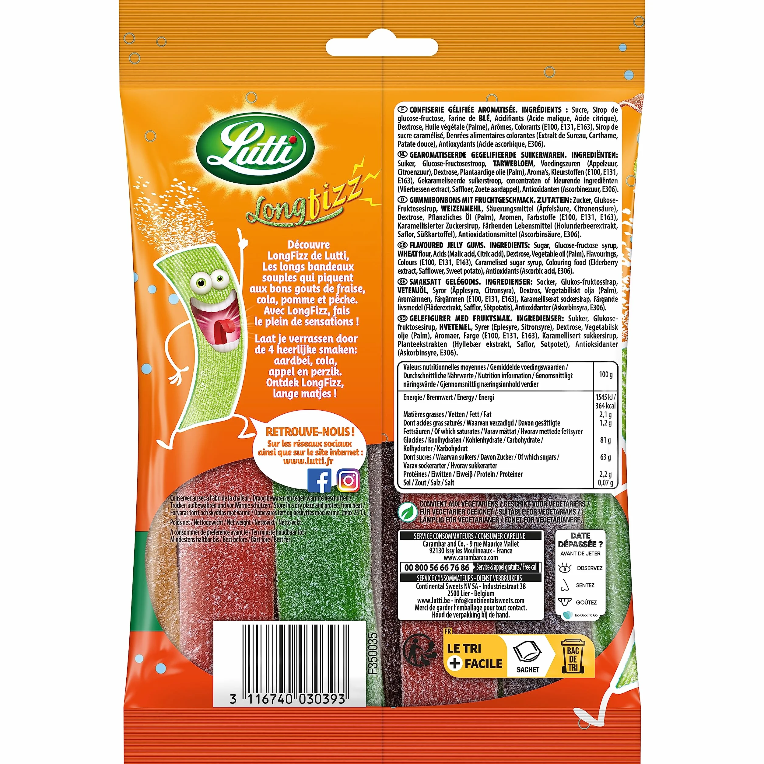 Lutti Long Fizz 200g (lot de 1)