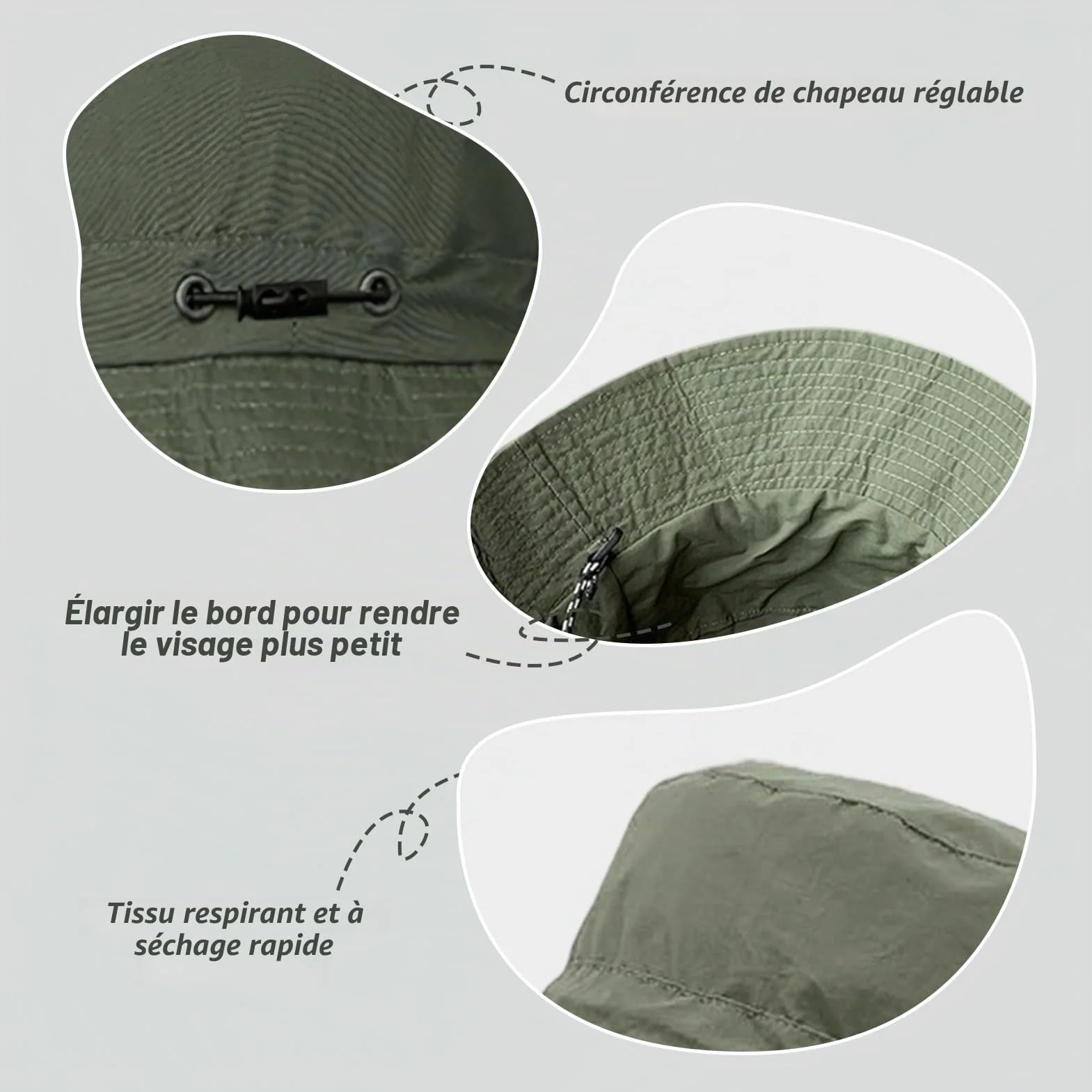 Chapeau Anti UV Homme Vert Armée pour Alpinisme Randonnée Pêche Plein Air