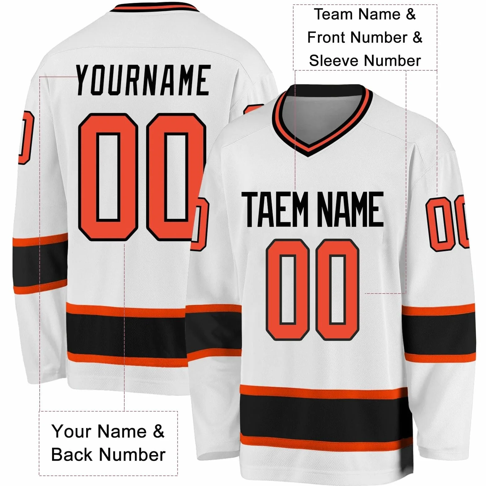 Maillot de Hockey personnalisé avec nom, équipe, numéro - Cadeau Enfant Adulte Style 7