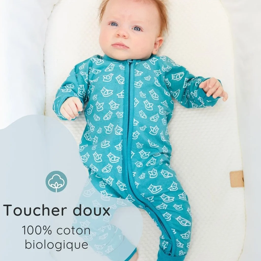 Bramble & Bear Lot de 2 Combinaisons de Nuit Coton Biologique pour Bébé - Vêtement Zippé Doux