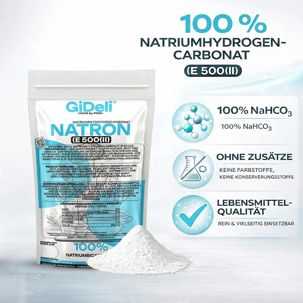 GiDeli Bicarbonate de Soude Qualité Alimentaire 4x5kg - Poudre de bicarbonate de sodium sans additifs - Idéal pour cuisiner, pâtisser, laver et nettoyer - Utilisation polyvalente dans la maison