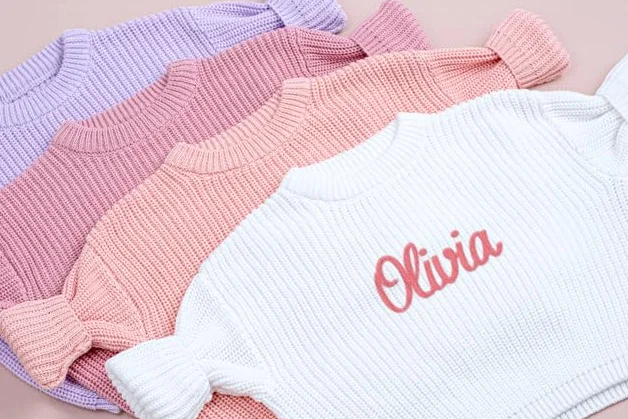 Pull en tricot personnalisé pour tout-petits - Col rond manches longues automne/hiver