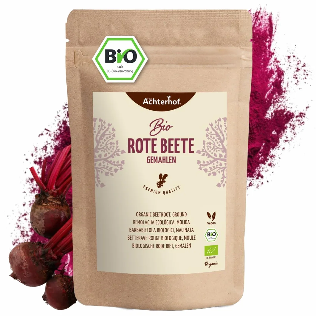 Poudre de betterave rouge bio 500g | terreuse, savoureuse et sucrée | utilisable crue ou cuite | idéale pour colorer les aliments | vom Achterhof