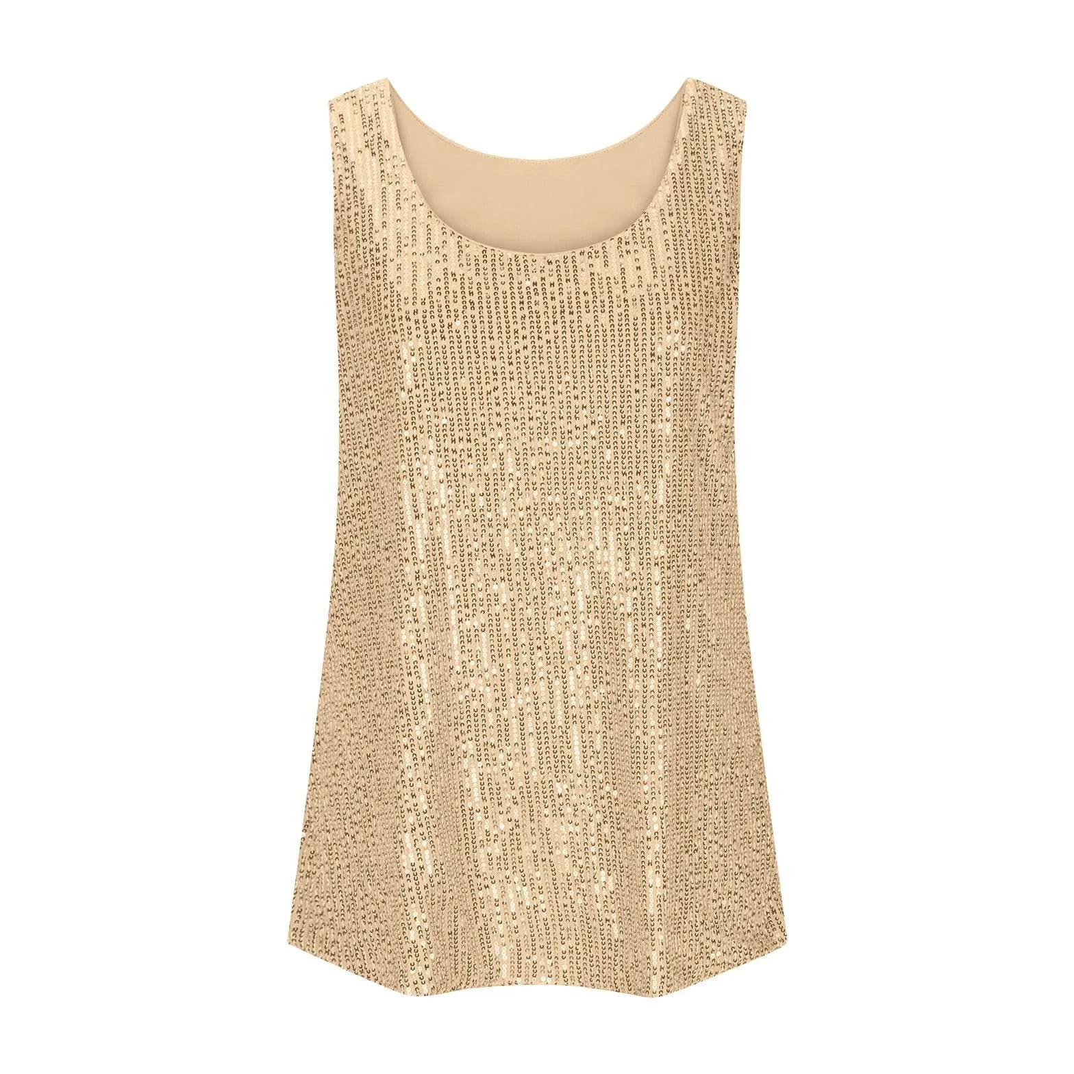 Débardeur sans Manches Col Rond Paillettes pour Fille Tendance Été
