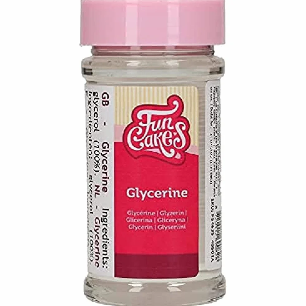 FunCakes Glycérine FunCakes: garde le gâteau plus frais plus longtemps, améliore la texture de la pâte à sucre faite maison, empêche la cristallisation, 120 g.