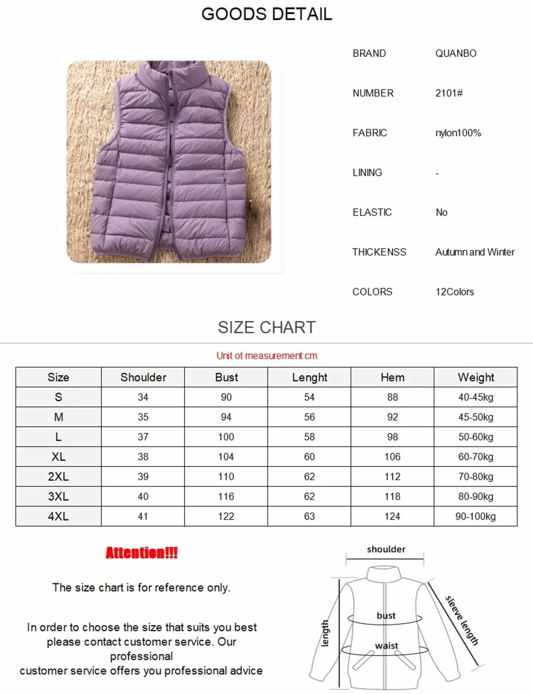 Veste Sans Manches Duvet De Canard Blanc Femme Gilet Pliable